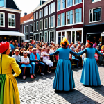 **

"A vibrant street theatre performance in a bustling Haarlem marketplace, featuring performers in colourful, non-revealing costumes, interacting with a diverse crowd, fully clothed, safe for work, appropriate content, professional, perfect anatomy, natural proportions, vibrant colours, dynamic composition, family-friendly"

**